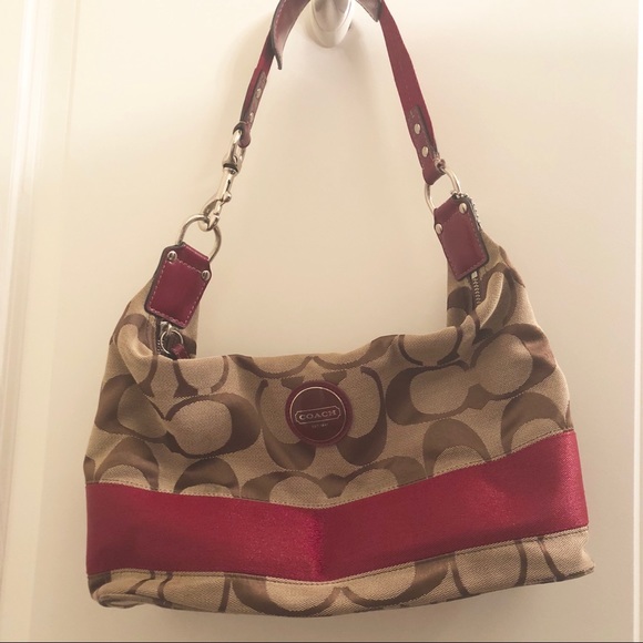 Coach Handbags - Authentic Brown and Red Coach Purse